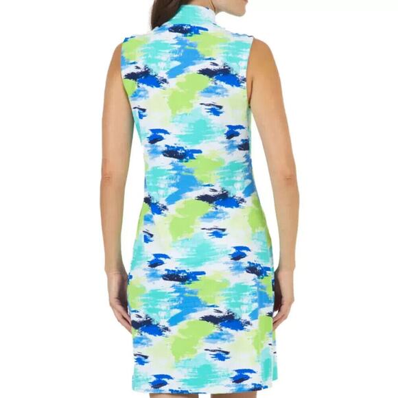 IBKUL Matilda Mock Neck Partial Zip Sleeveless Jade Golf Tennis Dress Size XS - Picture 2 of 10